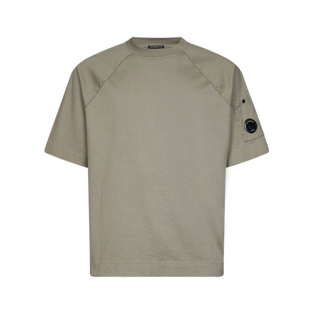 Cp Company Men Mud Twisted 30/2 Mercerized Cotton Jersey Lens T-Shirt